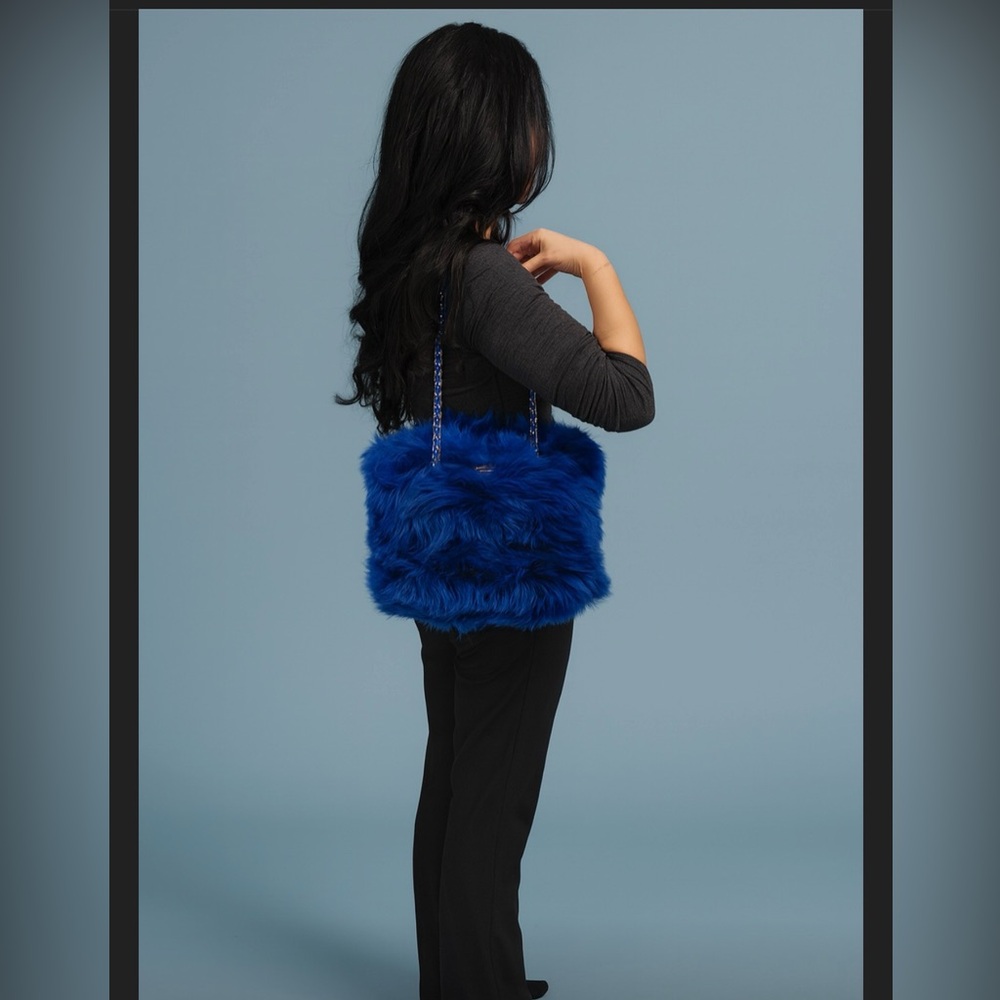 Prada Vibrant Blue Fur Shoulder Bag